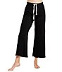 Color:Black - Image 1 - Solid French Terry Fleece All Day Flare Leg Pants