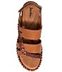 Color:Walnut - Image 5 - Delight Leather Woven Strap Platform Wedge Sandals