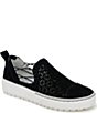 Color:Black - Image 1 - Erin Suede Perforated Slip-On Sneakers