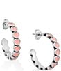 Color:Sterling Pink - Image 1 - Enamel Connected Hearts Hoop Earrings