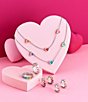 Color:Sterling Pink - Image 3 - Enamel Connected Hearts Hoop Earrings