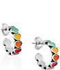 Color:Sterling Multi - Image 2 - Enamel Mutli-Colored Connected Hearts Hoop Earrings