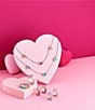 Color:Sterling Multi - Image 3 - Enamel Mutli-Colored Connected Hearts Hoop Earrings