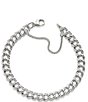 Color:Sterling Silver - Image 2 - Medium Double Curb Chain Charm Bracelet