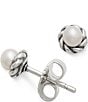 Color:Silver/Pearl - Image 2 - Petite Freshwater Cultured Pearl Stud Earrings