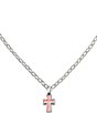 Color:Sterling Pink - Image 1 - Petite Pink Enamel Cross Necklace