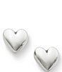 Color:Sterling Silver - Image 1 - Solid Heart Sterling Silver Stud Earrings