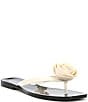 Color:Cream Shiny Black Shiny - Image 1 - So Sweet Jelly Thong Flower Detail Sandals