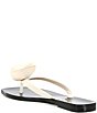 Color:Cream Shiny Black Shiny - Image 3 - So Sweet Jelly Thong Flower Detail Sandals