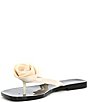 Color:Cream Shiny Black Shiny - Image 4 - So Sweet Jelly Thong Flower Detail Sandals