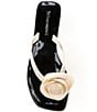 Color:Cream Shiny Black Shiny - Image 5 - So Sweet Jelly Thong Flower Detail Sandals