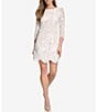 Color:Ivory - Image 1 - 3/4 Puff Sleeve Boat Neck Lace Dress