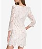 Color:Ivory - Image 2 - 3/4 Puff Sleeve Boat Neck Lace Dress