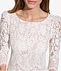 Color:Ivory - Image 4 - 3/4 Puff Sleeve Boat Neck Lace Dress