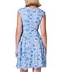 Color:Periwinkle - Image 2 - Cap Sleeve Crew Neck Floral Lace Fit and Flare Dress