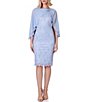 Color:Sky - Image 1 - Capelet Sleeve Boat Neck Rhinestone Knot Lace Dress