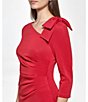Color:Ruby Red - Image 4 - 3/4 Sleeve Asymmetrical Neck Bow Shoulder Side Tuck Gown