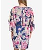 Color:Navy/Pansy - Image 2 - Petite Size 3/4 Sleeve Boat Neck Tie Waist Floral Blouson Dress