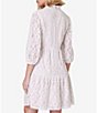 Color:Ivory Beige - Image 2 - Petite Size 3/4 Sleeve Ruffle Split V-Neck Tiered Skirt Lace A-Line Dress