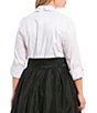 Color:Black Multi - Image 4 - Plus Size Color Block Notch Collar Taffeta Ball Gown