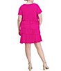 Color:Fuchsia - Image 2 - Plus Size Short Sleeve Crew Neck Asymmetrical Ruffle Chiffon Dress