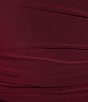 Color:Wine - Image 3 - Portrait Collar V-Neck 3/4 Sleeve Rhinestone Cuff Ruched Waist Satin Gown