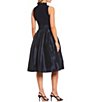Color:Navy - Image 2 - Ruffle V-Neck Sleeveless Tie Waist Pleated Fit and Flare Dress