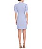 Color:Periwinkle - Image 2 - Scuba Crepe Short Sleeve V-Neck Princess Seam A-Line Dress