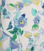 Color:Ivory/Blue - Image 3 - Scuba Short Puff Sleeve Boat Neck Floral Sheath Dress