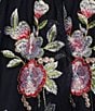 Color:Navy Multi - Image 3 - Short Flutter Sleeve V-Neck Floral Embroidered Mesh Dress