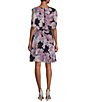 Color:Navy Lilac - Image 2 - Sleeveless Boat Neck Floral Popover Chiffon Dress