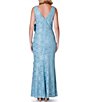 Color:Seafoam - Image 2 - Sleeveless Boat Neck Front Cascade Ruffle Lace Gown