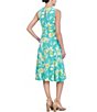 Color:Aqua - Image 2 - Sleeveless Crew Neck Front Wrap Knot Floral Midi Dress