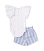 Color:Bright White - Image 2 - Baby Girls Newborn-9 Months Layette Eyelet Bodysuit and Shorts Set
