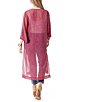 Color:Festival Fuchsia - Solitary Paisley - Image 2 - Blakely Printed 3/4 Sleeve Side Slit Long Kimono