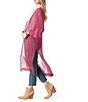 Color:Festival Fuchsia - Solitary Paisley - Image 3 - Blakely Printed 3/4 Sleeve Side Slit Long Kimono