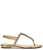 Color:Gold - Image 2 - Dehna Embossed Jewel Embellished T-Strap Sandals