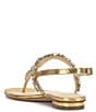 Color:Gold - Image 3 - Dehna Embossed Jewel Embellished T-Strap Sandals
