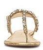 Color:Gold - Image 4 - Dehna Embossed Jewel Embellished T-Strap Sandals