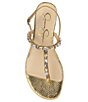 Color:Gold - Image 5 - Dehna Embossed Jewel Embellished T-Strap Sandals