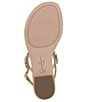 Color:Gold - Image 6 - Dehna Embossed Jewel Embellished T-Strap Sandals