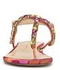 Color:Pink/Red Multi - Image 4 - Dehna Printed Jewel Embellished T-Strap Sandals