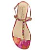 Color:Pink/Red Multi - Image 5 - Dehna Printed Jewel Embellished T-Strap Sandals