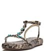 Color:Dark Natural - Image 5 - Eshily Snake Print Jewel T-Band Platform Sandals