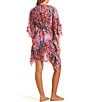 Color:Pink Multi - Image 2 - French Exit Chiffon Print Frill Side Swim Cover-Up