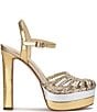 Color:Silver/Gold - Image 2 - Inaia Metallic Colorblock Embossed Braided Platform Pumps