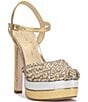 Color:Silver/Gold - Image 1 - Inaia Metallic Colorblock Embossed Braided Platform Pumps