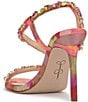 Color:Pink/Red Combo - Image 4 - Jaycin Marble Print Rhinestone Dress Sandals