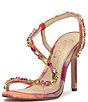 Color:Pink/Red Combo - Image 5 - Jaycin Marble Print Rhinestone Dress Sandals