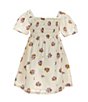 Color:Sea Salt - Image 2 - Little Girls 2T-6X Short-Sleeve Floral Textured Basketweave A-Line Dress